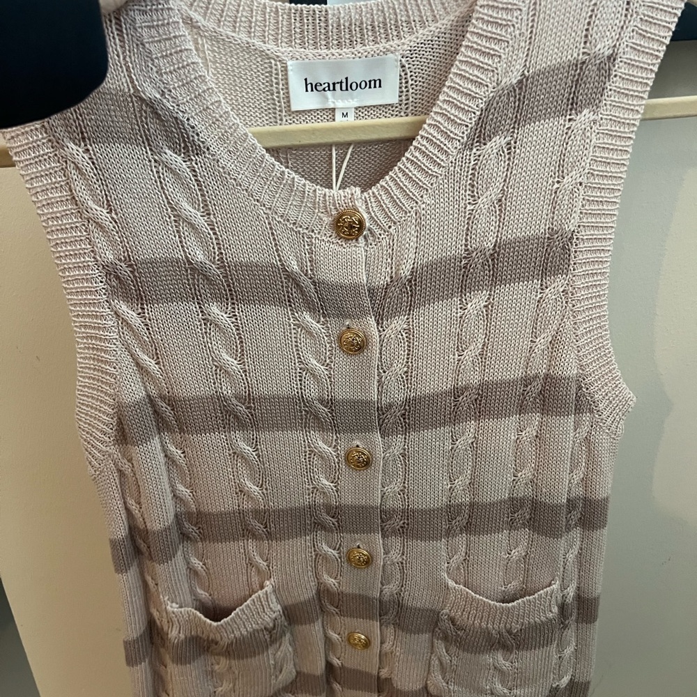 Heartloom Cable Knit Sweater Vest - Cream and Tan